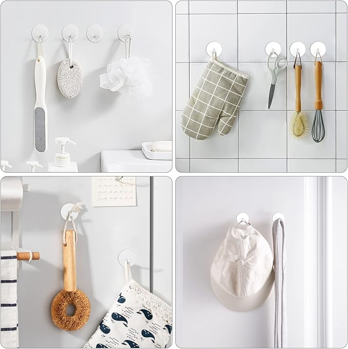 VIS'V Adhesive Hooks, Small Metal Shower Wall Stick on Hooks, Waterproof - Image 2