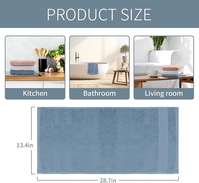 3 Pack 100% Cotton Wash Cloth, 13x29 Inch Highly Absorbent and Soft Feel - Image 3