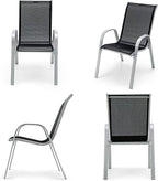 Giantex Set of 4 Patio Chairs, Stackable Outdoor Dining Chairs, 330 LBS Capacity, All Weather Resistant, Heavy Duty Rustproof Metal Armchairs, Lawn Chairs for Front Porch Yard Pool Garden - Image 4