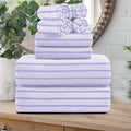 Oliven 8 Pcs Purple Cabana Stripe Large Bath Sheet Set Oversized Bath Towel-2 by Oliven