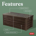 Keter Westwood 150 Gallon Deck Box Organizer, Doubles as 2-Person Bench Seat, Brown – Large Resin Outdoor Storage and Seating with Lockable Lid for Garden, Pool, and Patio - Image 3