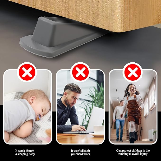 4 Pack Door Stoppers for Bottom of Door, Rubber Door Stopper Wedge, Sturdy - Image 5