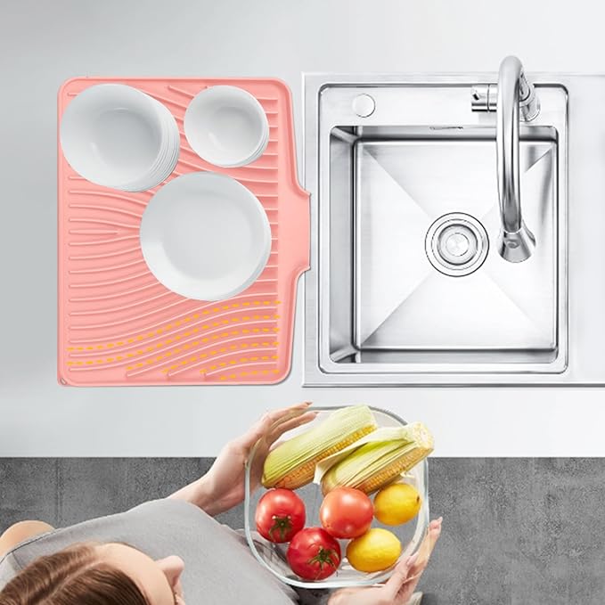 Silicone Dish Drying Mat for Kitchen Counter, Dish Drying Pad, Non-Slip Drain - Image 6