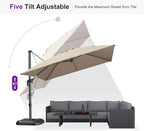 PURPLE LEAF 10 Feet Square Cantilever Umbrella Patio Umbrella with Base Outdoor Umbrella Aluminum Offset with 360-degree Rotation for Garden Deck Pool Patio Taupe - Image 7