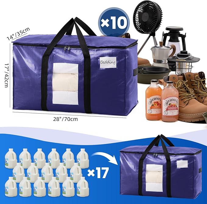 TAILI 10 Pack Dark Blue Extra Large Moving Bags, Heavy Duty Totes - Image 6