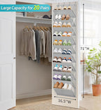 AOODA 10 Tier Clear Over the Door Shoe Organizer Storage, Deep Pockets Large - Image 2