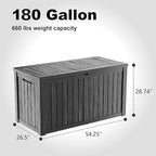 DRATO 180 Gallon Outdoor Storage Box, Large Waterproof Deck Box, Lockable Resin Storage Container with Reinforced Support for Patio Cushions, Garden Tools, UV-Resistant Outdoor Chest（Black，180 Gallon） - Image 2