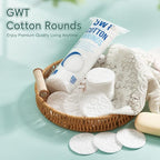 GWT Premium Cotton Rounds for Face, 100% Pure & Lint-Free Cotton Pads, Soft & - Image 6