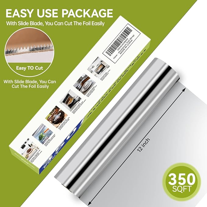 Aluminum Foil Roll, 12in x 350ft Aluminum Foil, Thick Strong Tin Foil - Image 2