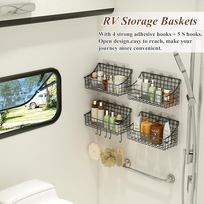 Hanging Wall Wire Basket-4Pack, Large Metal Organizer Baskets & Bathroom Shower - Image 6