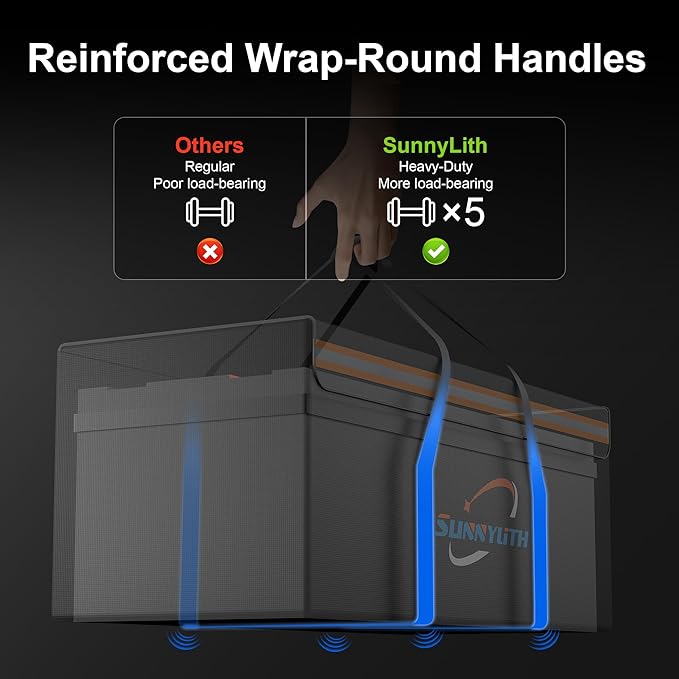 12V 200Ah LiFePO4 Lithium Battery Fireproof Safe Bag, Large Capacity - Image 3