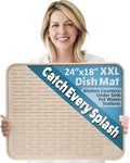 XXL Silicone Dish Drying Mat for Kitchen Counter or Under Sink, Waterproof Pet by LISH