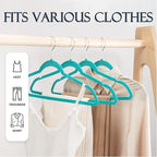 HOUSE DAY Mint Green Velvet Hangers 60 Pack, Non Slip Clothes Felt Hanger Heavy - Image 3