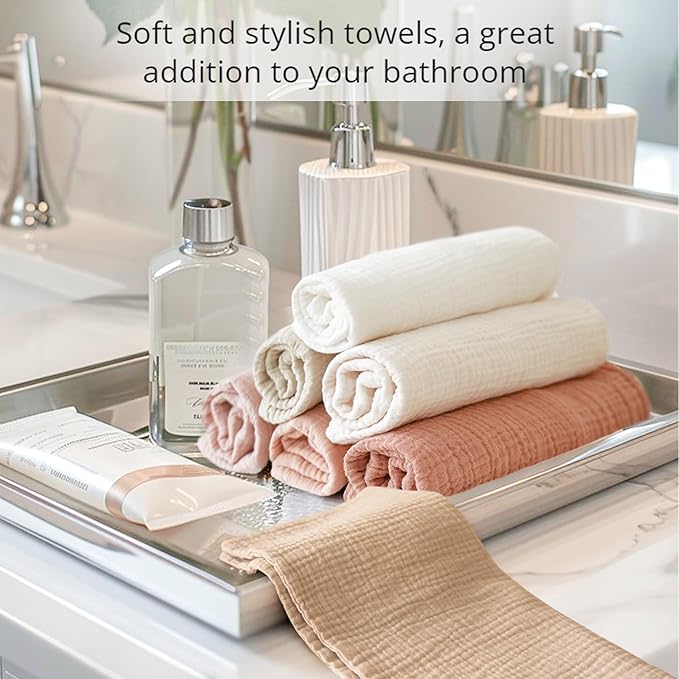 Konssy 7-Pack Soft Cotton Face Wash Cloths, Reusable Absorbent Washcloths - Image 6