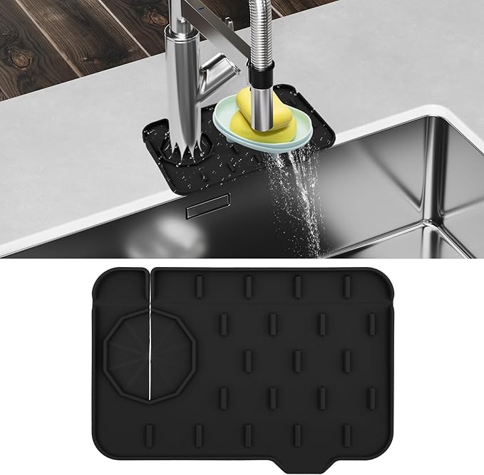 Sink Faucet Splash Guard Mat Silicone Soap Dish Pad Faucet Handle Drip Catch by Dimeho