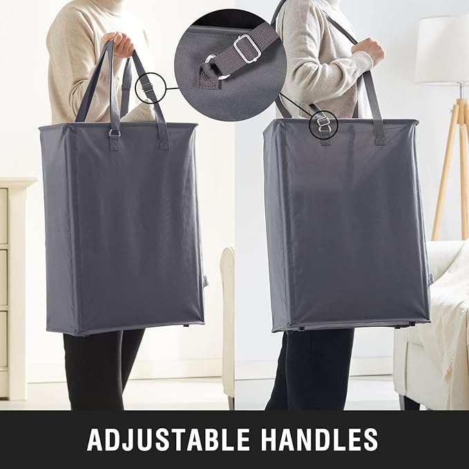 Slim Laundry Hamper with Adjustable Long Handles, 45L Small Laundry Baskets - Image 2