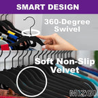 MIZGI All Black Velvet Hangers 40Pack, Premium Flocked Clothes Hangers - Image 2