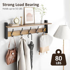 Coat Rack Wall Mount with Shelf, 24 Inch Coat Hanger Walls Mounted, Hat Rack - Image 2