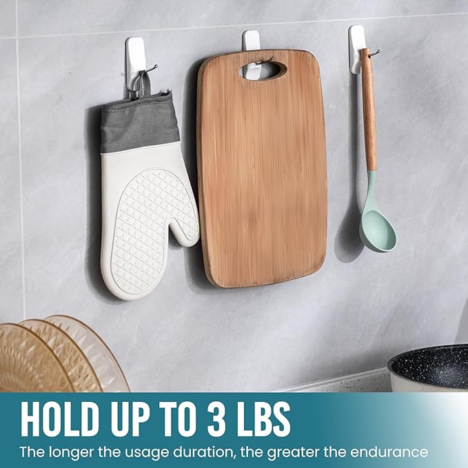 TAILI Hooks for Hanging, 6 Wire Sticky Hooks and 8 Adhesive Strips, No Damage - Image 5
