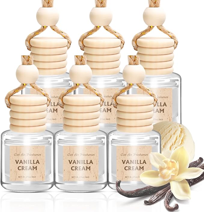 AROIC Hanging Car Air Freshener, 6 Pack Vanilla Cream Long Lasting & Refillable by AROIC