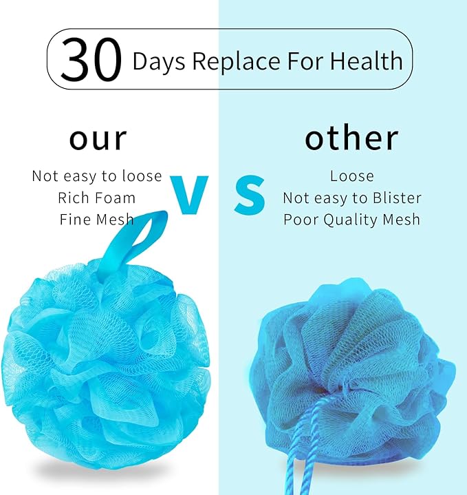 Bath Loofah Shower Sponge Body Back Scrubber Soft Mesh Shower Puffs Exfoliating - Image 3