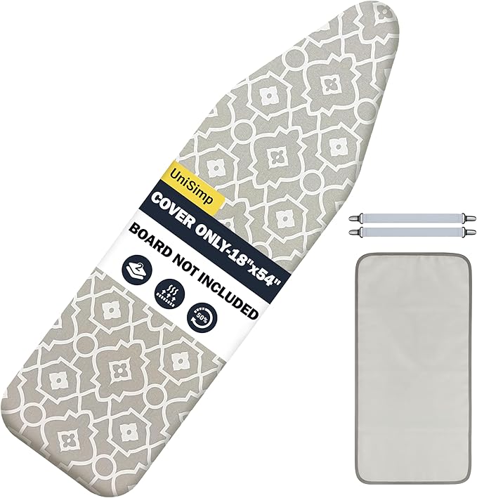 Ironing Board Cover and Pad 18"x54" Extra Thick Natural Cotton Scorch & Stain by UniSimp