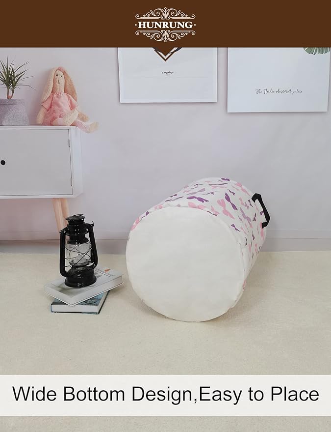 HUNRUNG Laundry Hamper, Large Canvas Fabric Lightweight Storage Basket Toy - Image 4