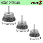 Wire Brush Set 20 Pcs, 1/4 Inch Hex Shank Wheel - Image 3