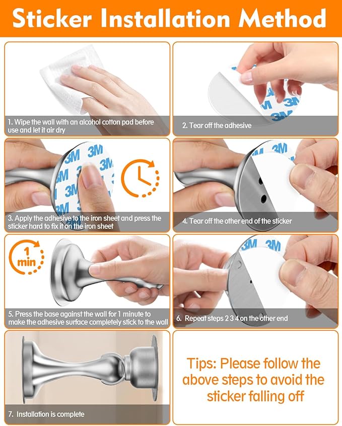 Door Stoppers Magnetic Door Catch, Stainless Steel Magnetic Door Stop 2 Pack - Image 8