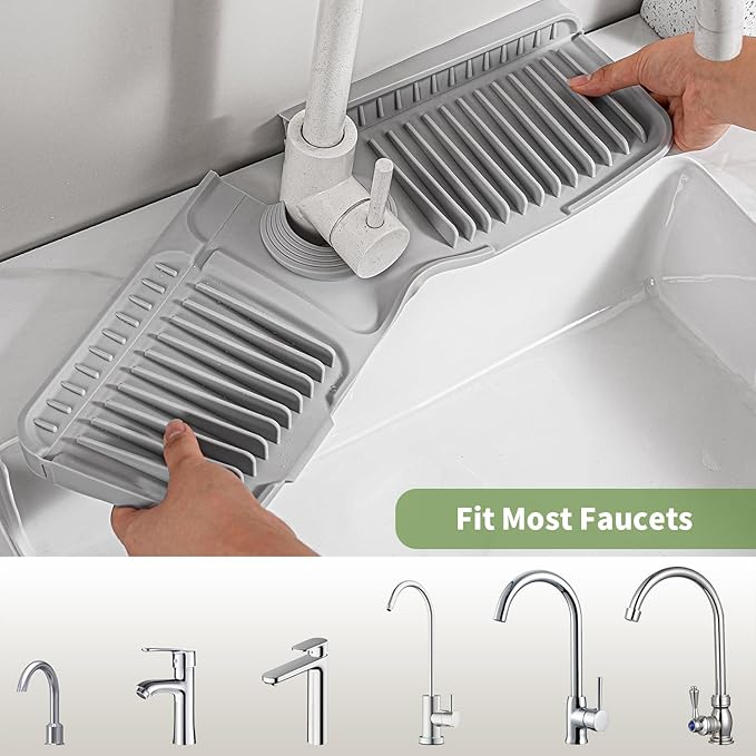 Faucet Mat for Kitchen Sink, 2025 New Silicone Sink Splash Guard, 7°Slope Fast - Image 7
