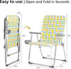 VINGLI Aluminum Oversize Patio Lawn Chairs Folding Set of 2 with Detachable Cup Holder, Webbed Beach Chair Folding Chair Outdoor Portable Camping Chair for Yard, Garden - Image 6