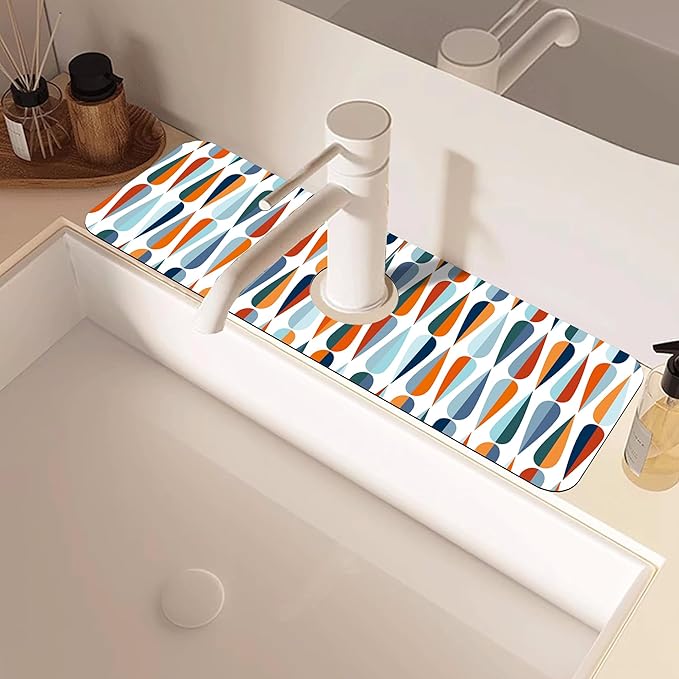 Mid-Century Drop Shapes Kitchen Sink Splash Guard Mat Absorbent Fast Drying Mat - Image 2