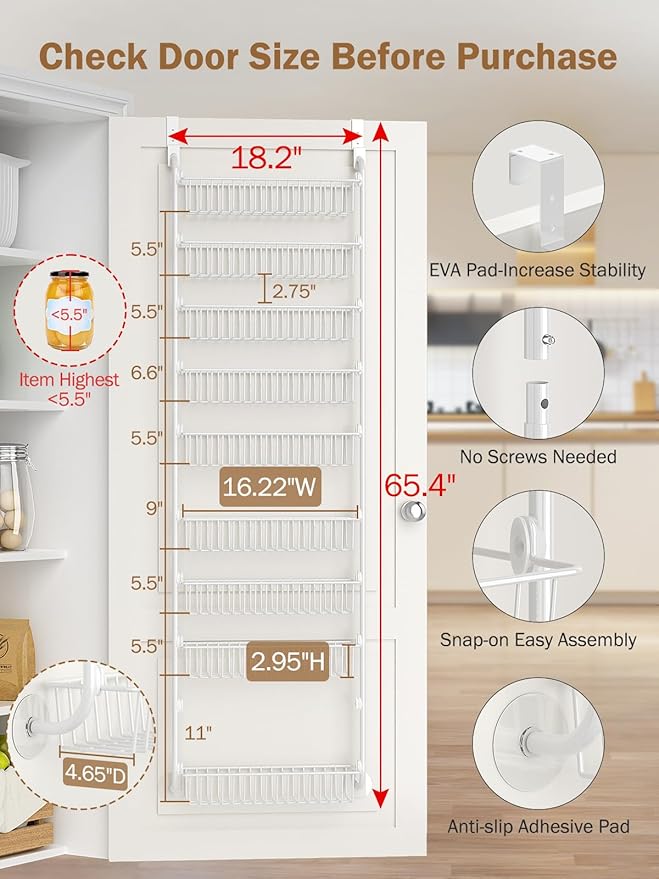 Delamu Over The Door Pantry Organizer, 9-Tier Pantry Door Organizers and Storage - Image 2