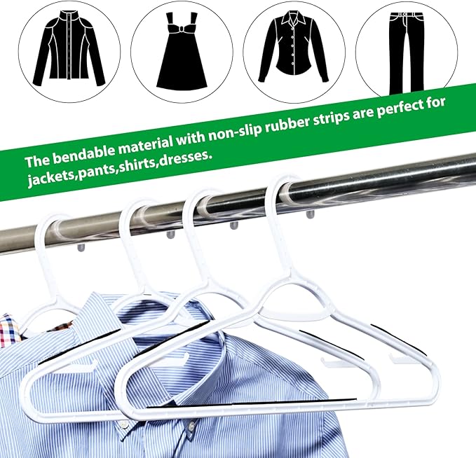 30 Pack Bendable Plastic Hangers Light-Weight Non-Slip Clothes/Suit Hangers - Image 7