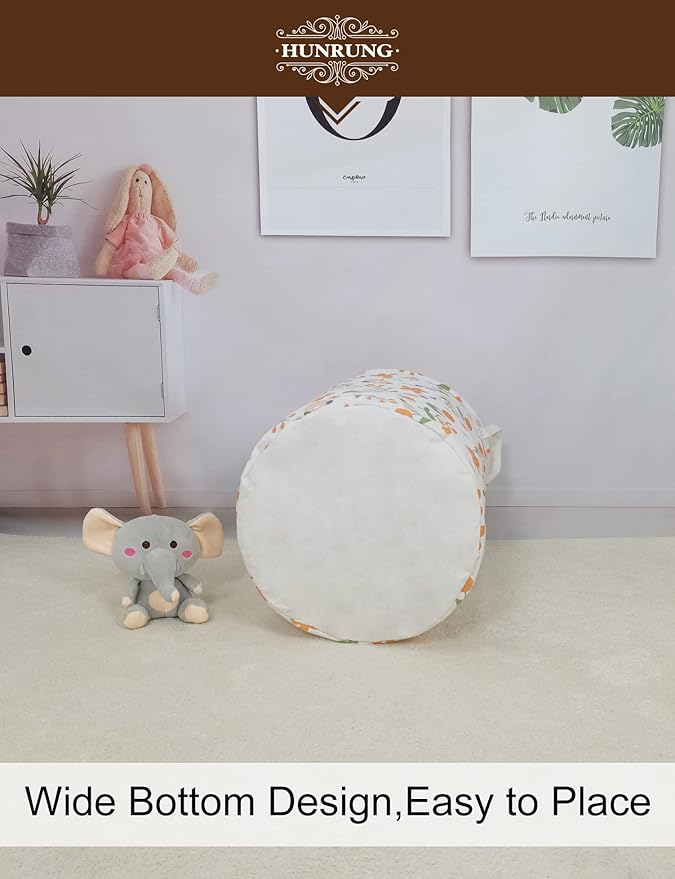 HUNRUNG Laundry Hamper, Large Canvas Fabric Lightweight Storage Basket Toy - Image 5