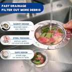 2PC Kitchen Sink Drain Strainer Stainless Steel - Image 4