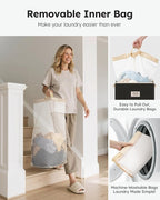SOLEDI Laundry Hamper with Lid 100L Large & Tall Collapsible Laundry Basket - Image 4