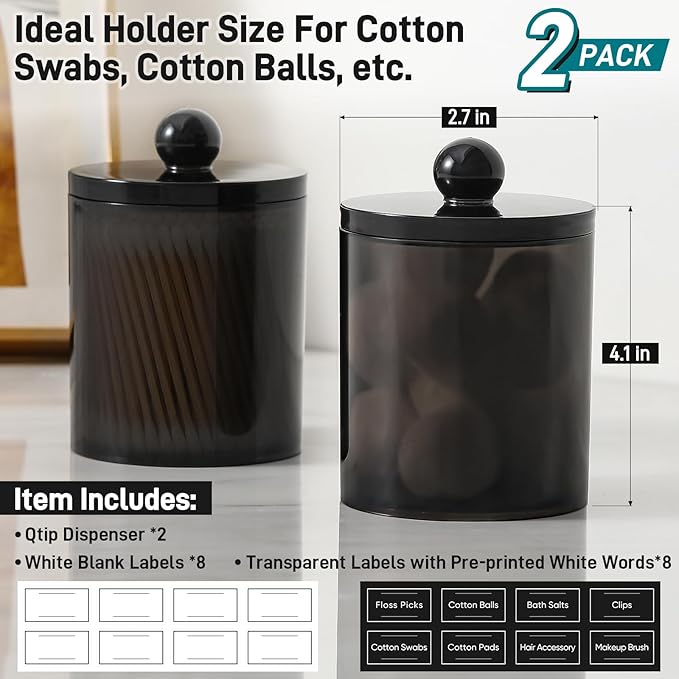 2 Pack Acrylic Qtip Holder Dispenser - Image 3
