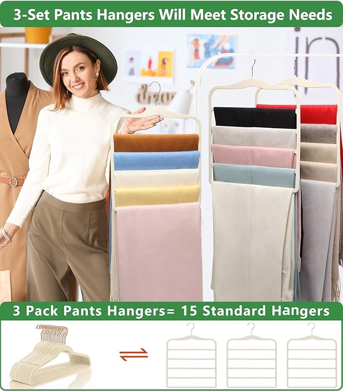 Pants Hangers Space Saving, Organization and Storage - Image 3