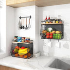 Magnetic Shelf for Fridge with Wood Lid, 2 Tier Fruit Baskets Wall Mounted - Image 8