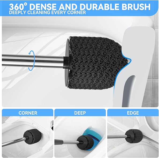 TRENTI Toilet Brush and Holder Set, Ventilated Holder, Compact Toilet Brush Set - Image 3