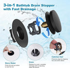 Hibbent 2 Pack 3 in 1 Metal Bathtub Drain Stopper, Universal Pop Up Tub Stopper - Image 2
