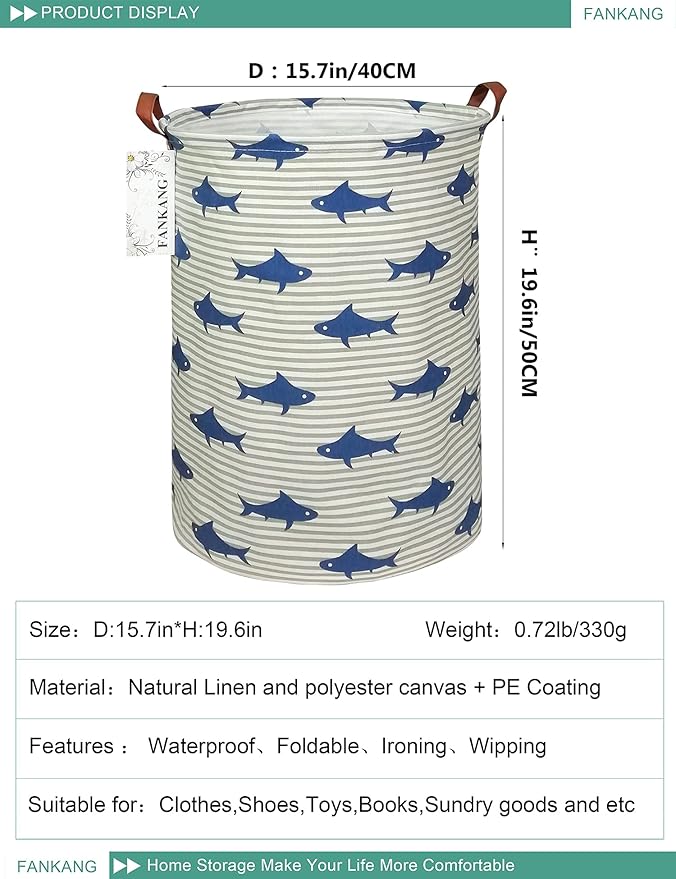 FANKANG Storage Basket, Nursery Hamper Canvas Laundry Basket Foldable - Image 2