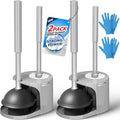 2Pack 2 in 1 Toilet Brush and Plunger Set, Extended Handle Plunger，Toilet Bowl by FORASTO