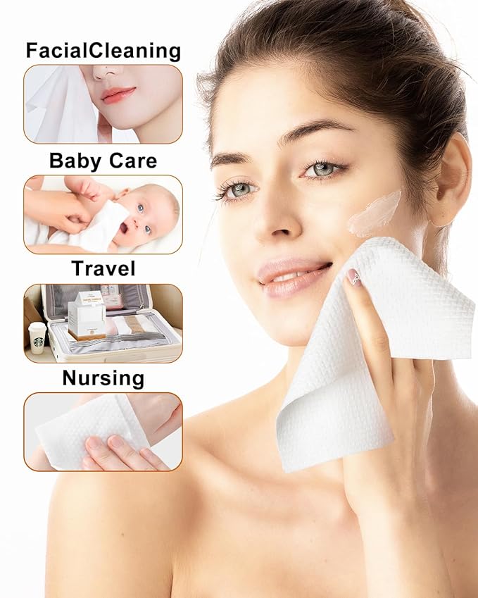 Face Towels, Facial Towels, 100 Ct Disposable Face Towel, 9.8"X9.8"Face Cloths - Image 5