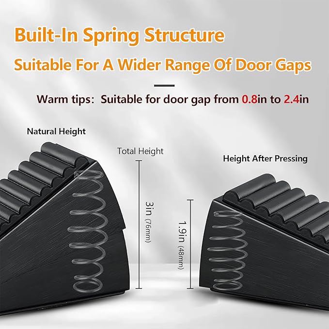 Heavy Duty Door Stopper, 3 Inch High Large Adjustable Spring Door Stop - Image 2