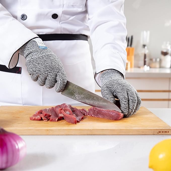 Dowellife 3 Pairs Cut Resistant Gloves Food Grade Level 5 Protection, Safety - Image 2