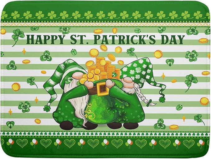 Shamrock Gnome Dish Drying Mat Coin Clover Dishes Fast Dry Mat 18x24 inch by Giwawa