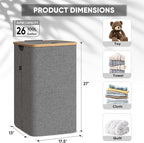 BALEINE Laundry Hamper with Lid, Tall Laundry Baskets with Bamboo Pull Handles - Image 3