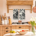 Abstract Boho Neutral Floral Kitchen Towels Set of 2, 70s Retro Groovy Beige - Image 2